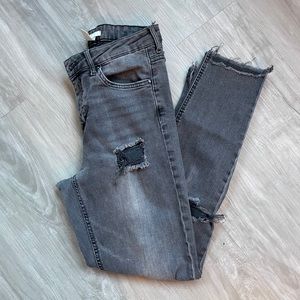 Gray distressed jeans